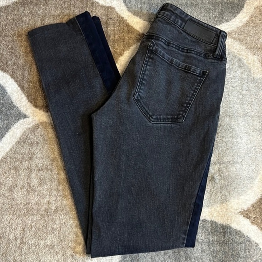 DKNY Mercer Black and Dark Blue Color-block Denim Jeans